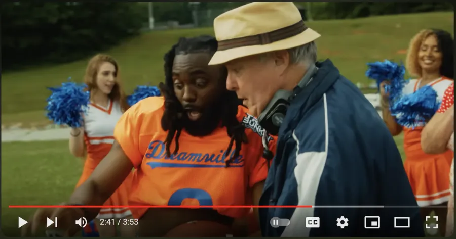 Thumbnail for the youTube video showing a skit imitating the  movie water boy
