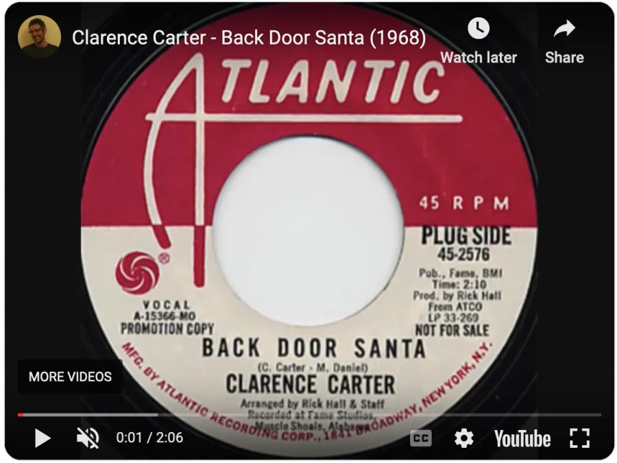 An image of a record album with the title Clarence Carter - Back Door Santa