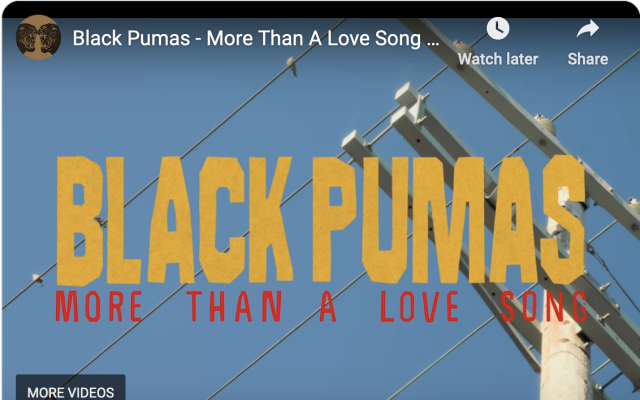 A screenshot from the music video for Black Pumas' More Than a Love Song